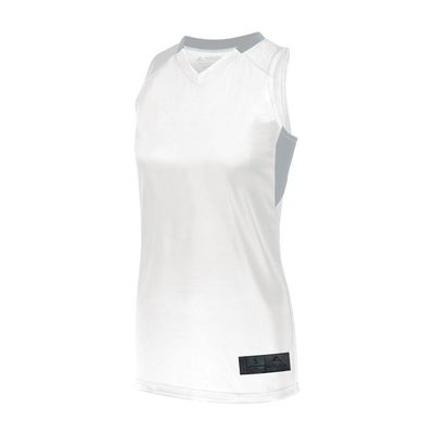 Augusta Sportswear Womens Step-Back Basketball Jersey, White/Silver, M