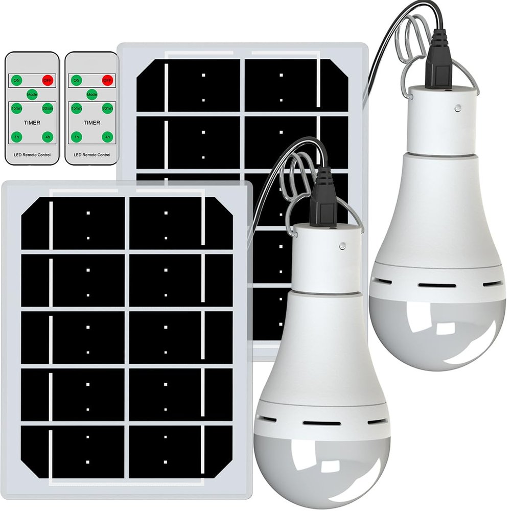 Flyhoom Portable Solar Light Bulbs for Indoor Home and Chicken Coop, Chicken Coop Light with Timer, LED Solar Lights for Indoor Emergency Power Outage