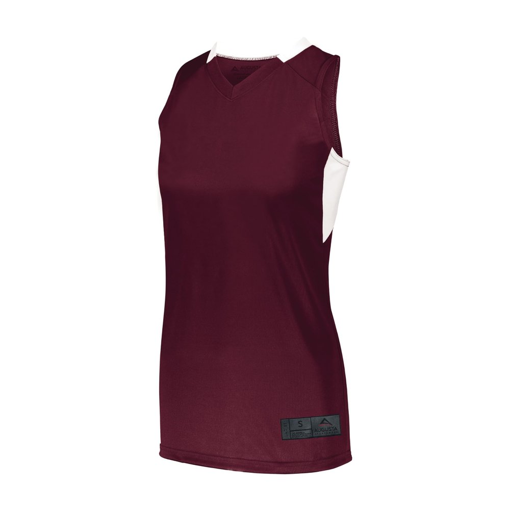 Augusta Sportswear Womens Step-Back Basketball Jersey, Maroon/White, S