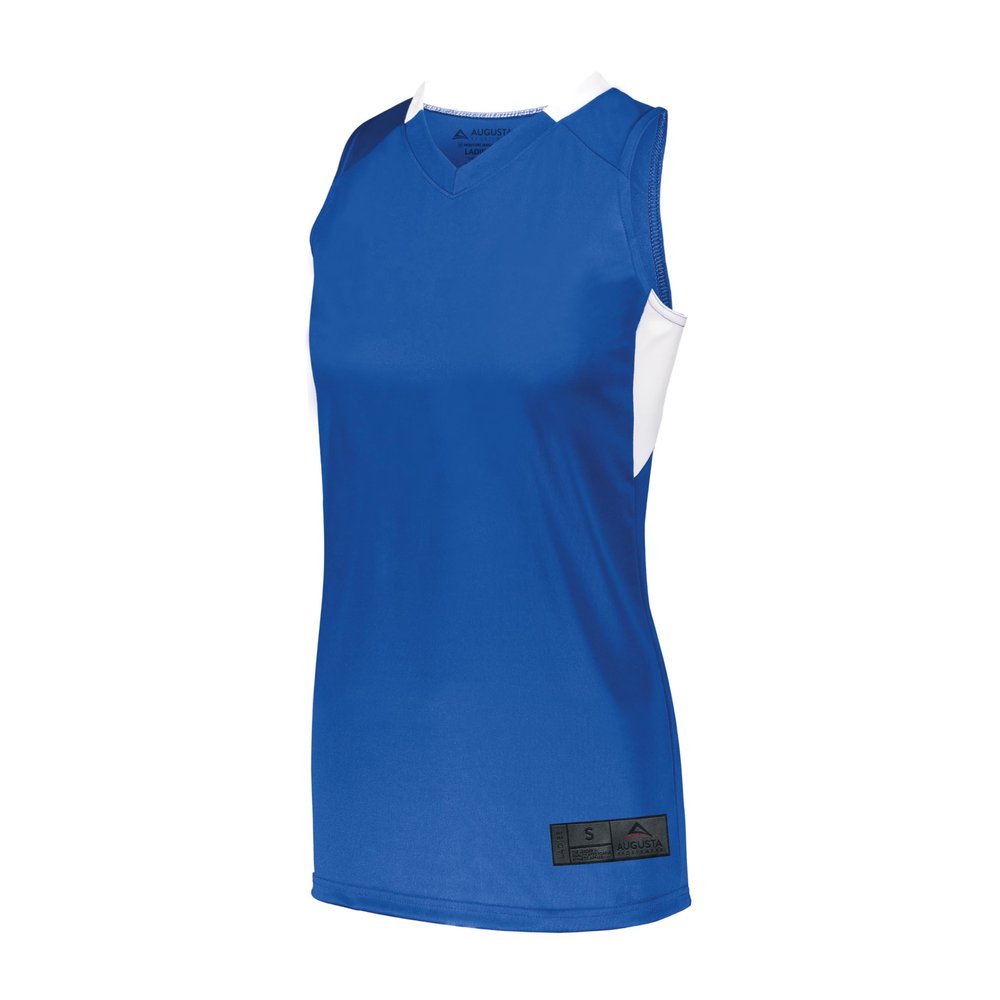 Augusta Sportswear Womens Step-Back Basketball Jersey, Royal/White, 2XL