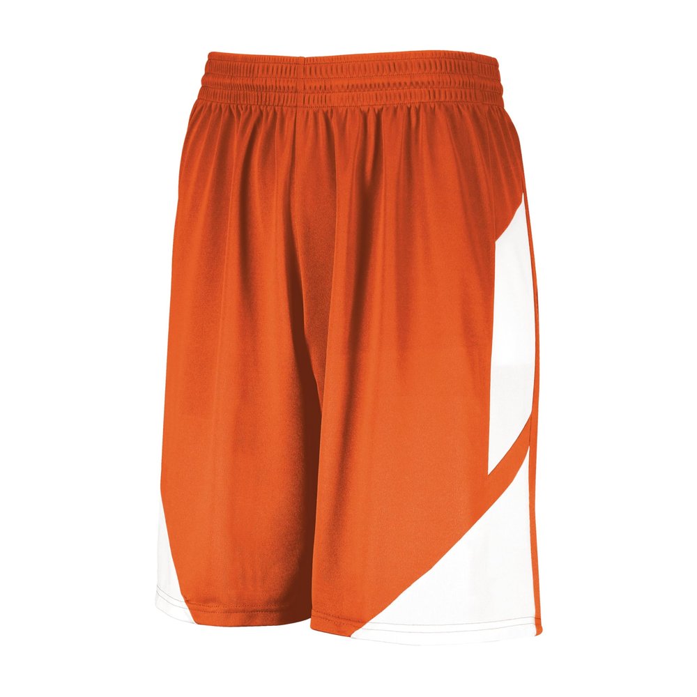 Augusta Sportswear Youth Step-Back Basketball Shorts, Orange/White, XL