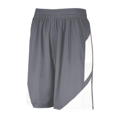 Augusta Sportswear Youth Step-Back Basketball Shorts, Graphite/White, XL