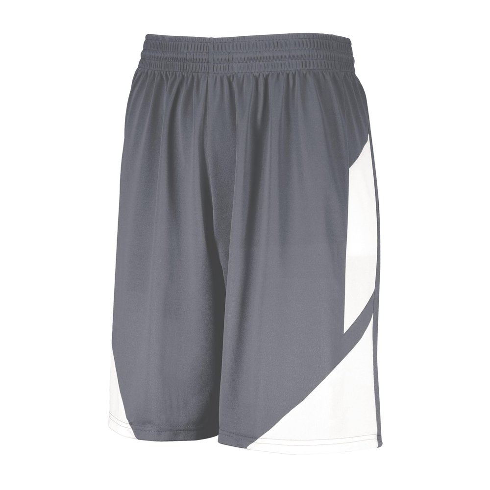 Augusta Sportswear Youth Step-Back Basketball Shorts, Graphite/White, XL