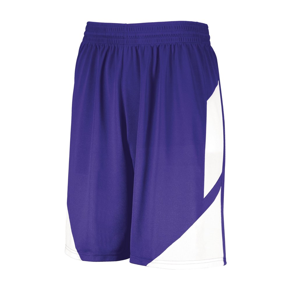 Augusta Sportswear Youth Step-Back Basketball Shorts, Purple/White, S