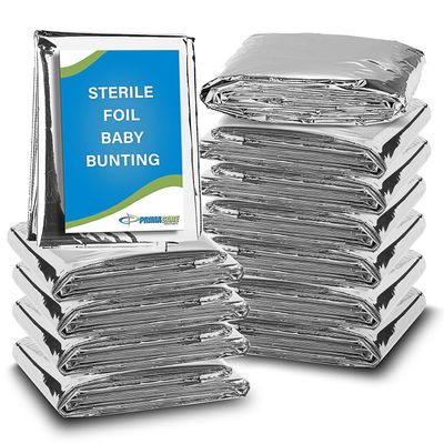Primacare CSCB-6835-CS Pack of 120 Sterile Foil Baby Bunting Blanket for Newborns and Infants, Disposable Emergency Heat Saving, 30" x 17"