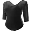 Daydance 3/4 Sleeve Black Dance Leotards for Women, Ballet, Aerobics, Gymnastics view 3