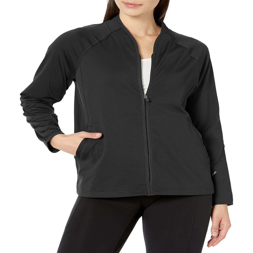 WonderWink Knits Women's Fleece Full-Zip Jacket, Black, X-Small