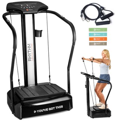 Lifepro Rhythm Vibration Plate Exercise Machine with Handles for Balance Support  Vibrating Plate for Lymphatic Drainage, Circulation & Recovery, Heart Rate Sensor, Phone Holder, 99 Speed Levels