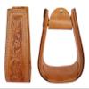 CHALLENGER Horse Western Saddle Tack Floral Hand Tooled Leather Covered Stirrups 51173TN view 1