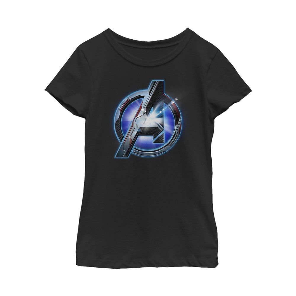 Marvel Girl's Tech Logo T-Shirt, Black, Medium