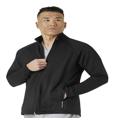 WonderWink Mens Fleece Full-Zip Jacket, Black, X-Small US