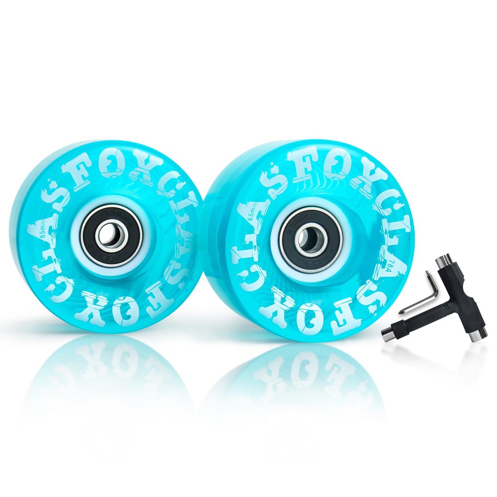 CLAS FOX 78A Indoor or Outdoor 65x35mm Quad Roller Skate Wheels with ABEC-9 Bearings 8 Pcs (Blue)
