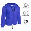 Avoogue Fall Lightweight Quilted Zip Up Sports Jacket Raincoat Women's Waterproof Windbreaker Packable Outdoor Hooded Rain Jacket Blue XXL view 3