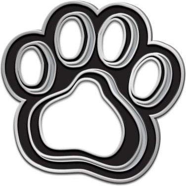 1.25"x1.25" Paw Print Pins, Paw Print Lapel Pins Great White and Black Enamel Paw Print Pin for School Events Silver 50 Pack