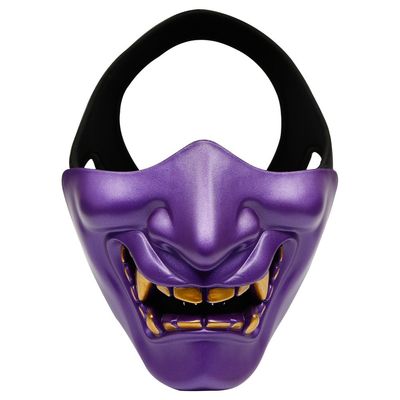 AOUTACC Airsoft Mask Half Face Masks Protection Gear Japanese Samurai Hannya Oni Mask for Halloween Costume Prop Airsoft BBS Accessories Paintball Cs Nerf Game Motocross Skiing (Purple)