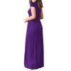 Clopon Women's Long Maxi Dresses, Short Sleeve Dress with Pockets for Ladies Solid Round Neck Party Dress (XXL, Purple) view 3