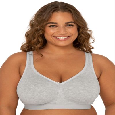 Fruit of the Loom Women's Plus Size Wireless Cotton Bra, Grey, 38C