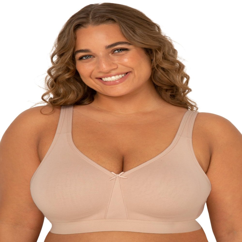 Fruit of the Loom womens Plus Size Wireless Cotton Full Coverage Bra, Sand, 42C US
