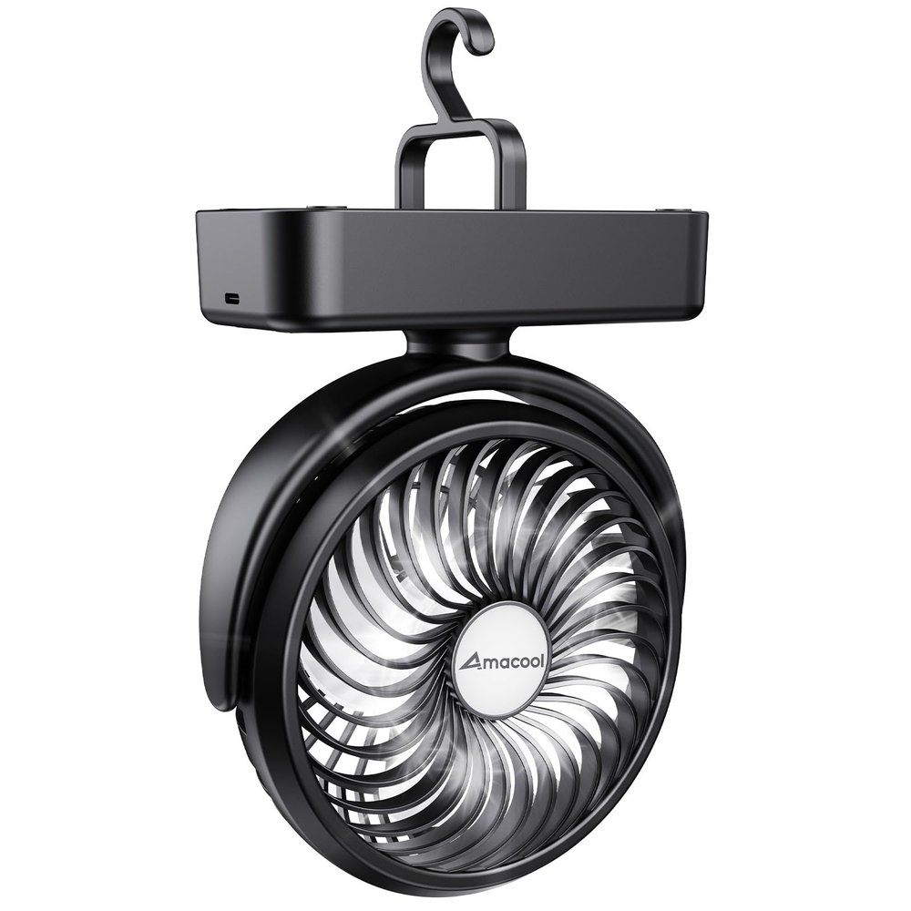 AMACOOL Portable Camping Fan with LED Lantern- 40H Work Time Rechargeable