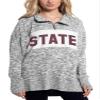 Chicka-d Mississippi State Bulldogs Women's Cozy Fleece Quarter Zip Heather Grey, Medium view 1