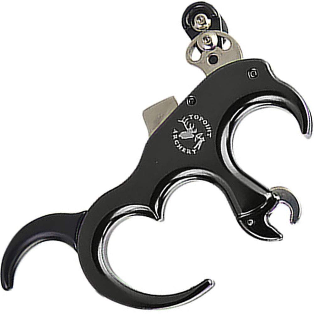 Archery Release Aid Fully Automatic Aluminum Alloy 3 or 4 Finger Release Aid Stainless Steel Release Aid Left or Right Hand for Compound Bow Hunting Shooting Target Trigger (Black)