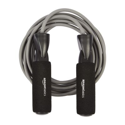 Amazon Basics Jump Rope for Exercise, Cardio and Home Workout, Length Adjustable, 118 Inches, Grey
