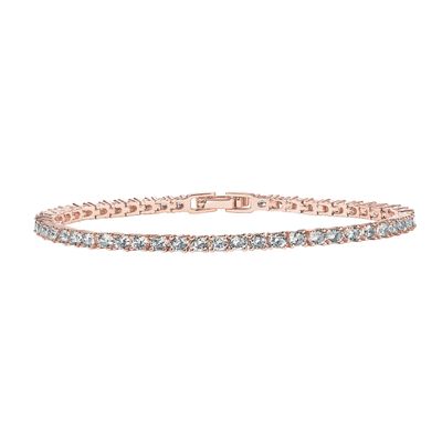 PAVOI 14K Rose Gold Plated Tennis Bracelets for Women - 3mm Cubic Zirconia Classic Gold Tennis Bracelets for Women and Men - Trendy CZ Jewelry Gifts - Size 6.5 Inches