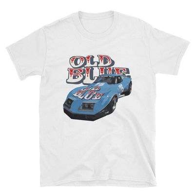 1975 Greenwood Chevy Vintage Old Blue Vette Retro Race Car T-Shirt