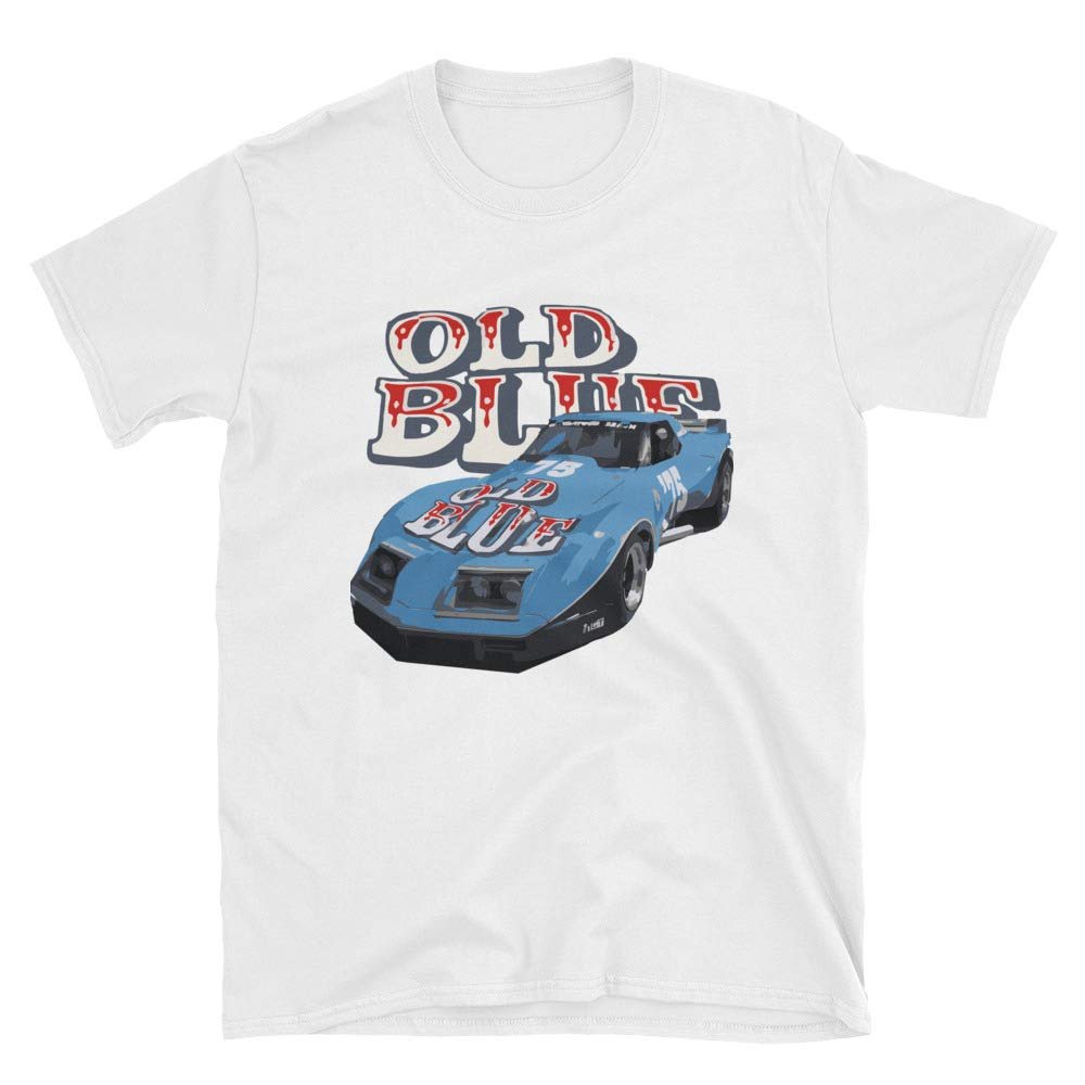 1975 Greenwood Chevy Vintage Old Blue Vette Retro Race Car T-Shirt