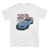1975 Greenwood Chevy Vintage Old Blue Vette Retro Race Car T-Shirt view 1