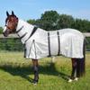 Country Pride Deluxe Mesh Fly Sheet, Full-Coverage Horse Fly Protection, Belly Band, Attached Neck Cover, Shoulder Gussets, Tail Cover, Adjustable Fit, Grey with Silver Trim (64 in)