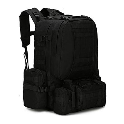 55L 600D Oxford Military Tactical Army Rucksacks Molle Backpack Camping Outdoor Hiking Trekking Traveling Bag (Black)