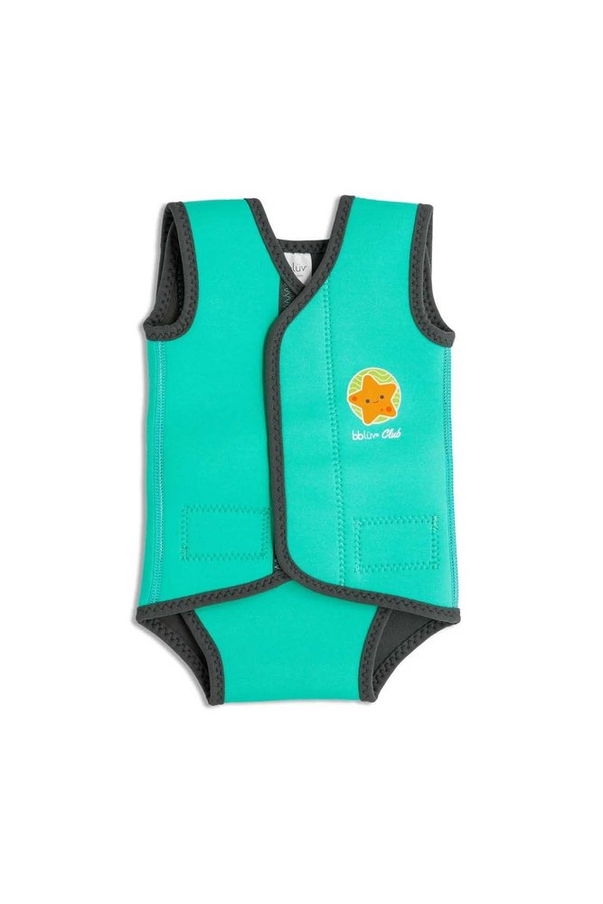 bblv Wrp Kids Wetsuit Swim Vest - Warm Neoprene Baby and Toddler Swim Vest for Boys and Girls, with Velcro Adjustment, SPF Protection and Carrying Bag (Aqua, Small)