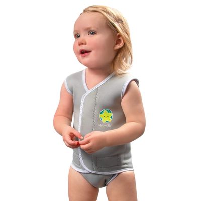 bblv Wrp Kids Wetsuit Swim Vest - Warm Neoprene Baby and Toddler Swim Vest for Boys and Girls, with Velcro Adjustment, SPF Protection and Carrying Bag (Grey, Small)