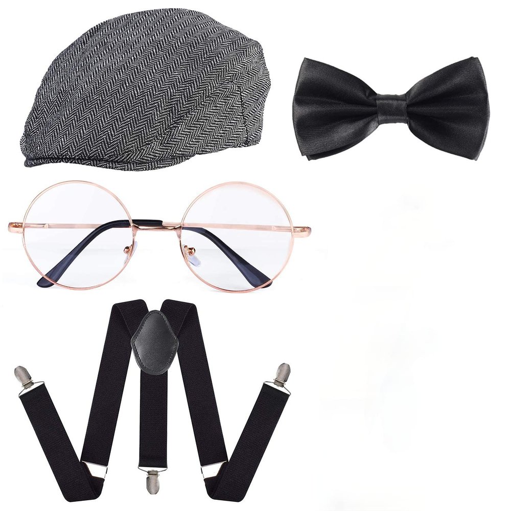 Beelittle 1920s Men Costume Accessories Old Man Costume Grandpa Cosplay Set