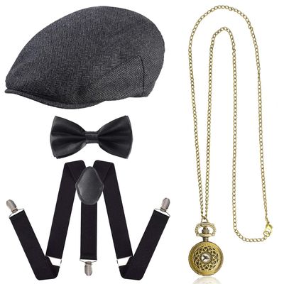 Beelittle 1920s Men Costume Accessories Old Man Costume Grandpa Cosplay Set