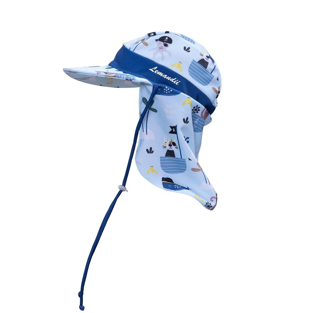 TAOTAO Kid Flap Hat with Rope Cartoon UPF 50 Sun Protection Neck Cover Cap Beach Cap for Kids (Light Blue)