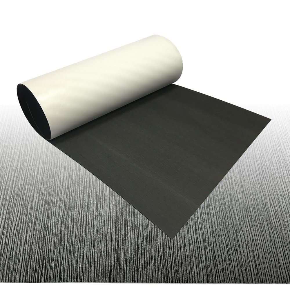 CHURERSHINING Boat Flooring Mat EVA Foam Boat Decking Marine Carpet Faux Teak Sea Decking Mat Non-Slip Self-Adhesive Flooring Material for Pontoon Yacht Surfboard Swim Platform RV Floor 94" x 35"