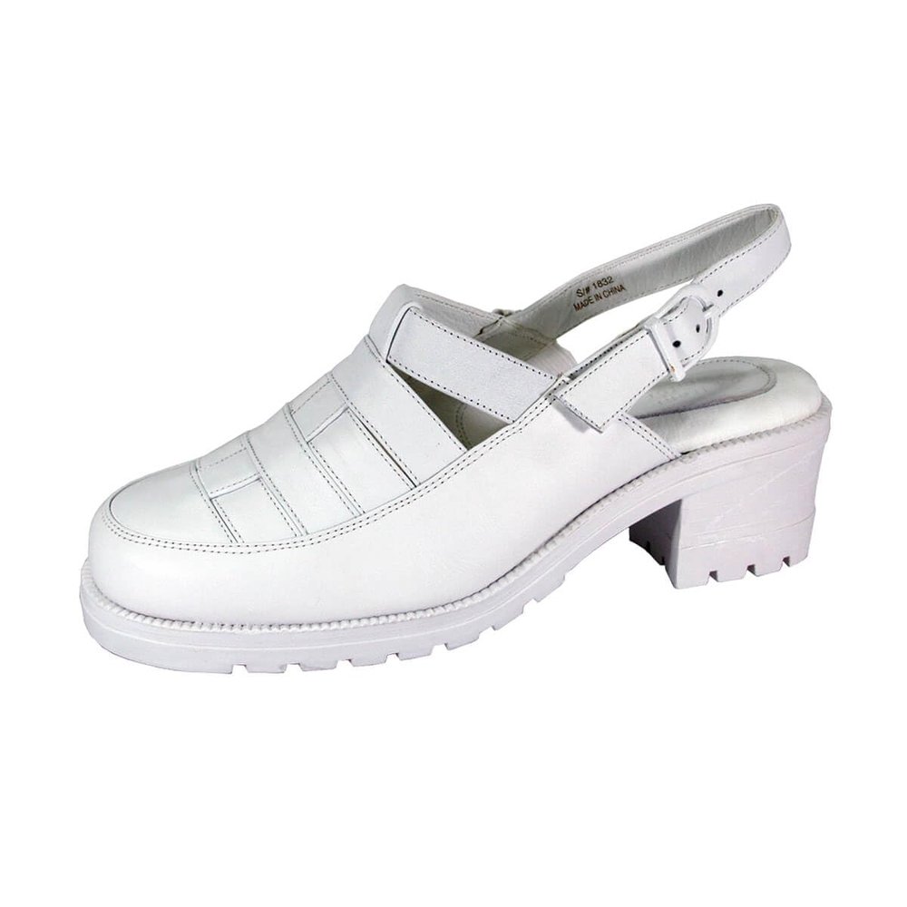 24 Hour Comfort Cora (1832) Women's Wide Width Comfortable Leather Slingback Clogs White 12