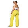 Cemi Ceri Womens High Waist Wide Leg Dress Pants Elegant Flared Business Slacks for Office & Casual Wear, Comfortable Work Trousers, Lemon Lime, 2X view 1
