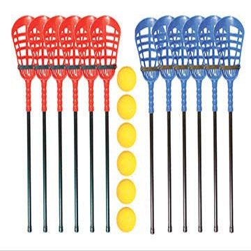 Palos Sports The Zone - 2-N-1 Lacrosse Set, Set of 12 Sticks and 6 Balls, Aluminum shafts, for PE Class and Park Districts