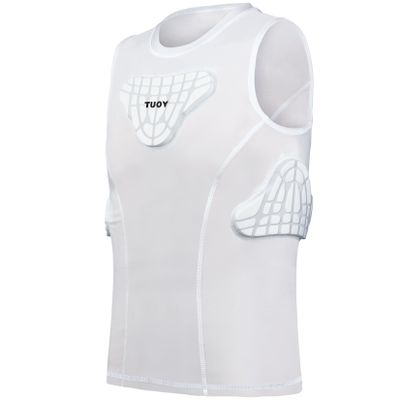TUOY Youth Padded Shirt Chest Rib Protector Heart Guard Sternum Protective Compression Shirt for Baseball Football Basketball Lacrosse - X-Large