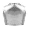 Agoky Little/Big Girls Shiny Metallic Camisole Tank Tops Sports Dance Tee Shirts for Gymnastic Dance Competition Party Silver 9-10 view 2