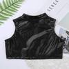 Agoky Little/Big Girls Shiny Metallic Camisole Tank Tops Sports Dance Tee Shirts for Gymnastic Dance Competition Party Black 9-10 view 4