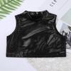 Agoky Little/Big Girls Shiny Metallic Camisole Tank Tops Sports Dance Tee Shirts for Gymnastic Dance Competition Party Black 11-12 view 3