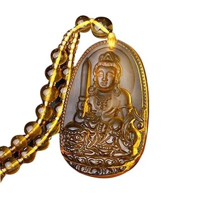 Yunhao8 Bead Chain Necklace Citrine Pendant Ethnic Women Fine Jewelry Wedding Bijoux Buddha Lucky Natural Crystal Accessories Men (3)