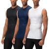 DEVOPS 3 Pack Men's Athletic Compression Mesh Sleeveless Shirts (Medium, Black/Navy/White) view 1