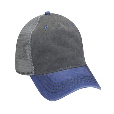 Adams Pigment-Dyed Twill & Mesh 5 Panel Trucker Cap OS CHRCL/ ROYL/ GRY
