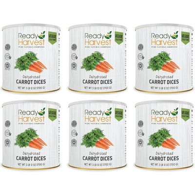 Ready Harvest Canned Carrots Dehydrated Emergency Dried | Prepper Food Long Term Supply Survival 25 Year Shelf Life #10 Can 3lbs 6 Cans
