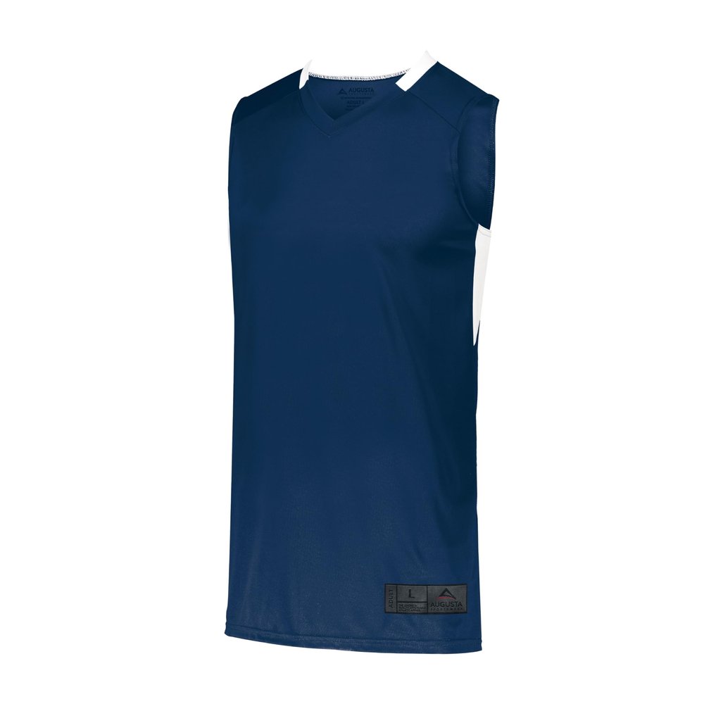 Augusta Sportswear Youth Step-Back Basketball Jersey, Navy/White, M